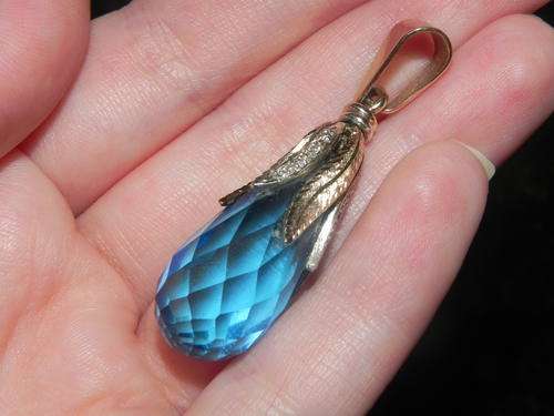 EXQUISITE HANDMADE MASTERPIECE IN SOLID 9CT GOLD, NATURAL DIAMONDS AND HUGE TOPAZ BRIOLETTE!
