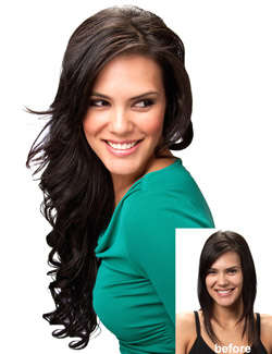 Human Hair clip in Hair extensions 50cm 20" 100%  -8 pc- wavy curls 2colours in stock