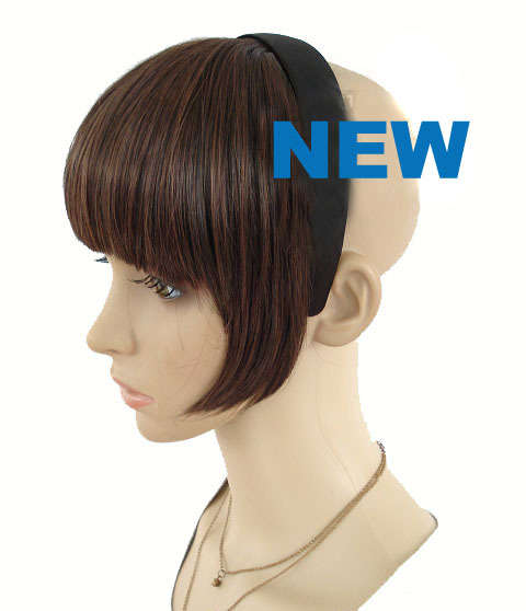 band it! 100% human hair Fashionable *blunt cut* instant  Fringe / bang on aliceband
