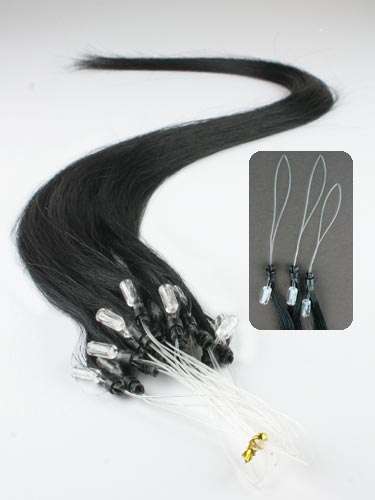 100 strands of  micro loop 24" long black colour 100% indian remy hair - double thick strand size