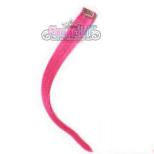 heat resistant streak clip in hair streak -bright  Pink - 18" long