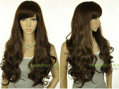 great quality long wavy wig medium brown colour