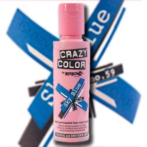 crazy colour semi permant hair dye 100ml bottle- sky blue