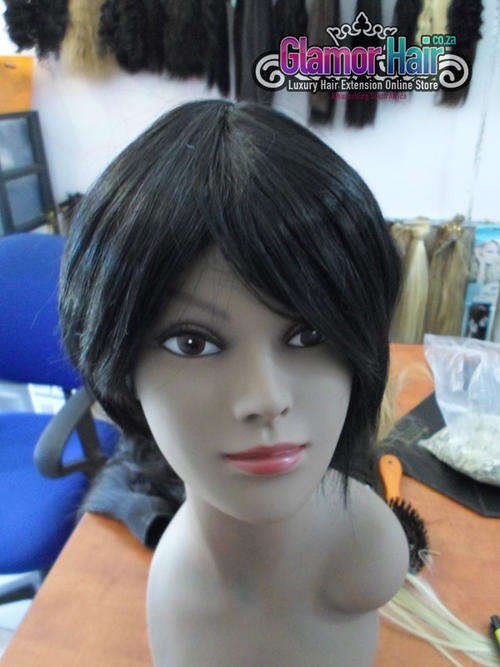 -bob cut long fringe100% guaranteed human hair black brown with highlights colour as photo