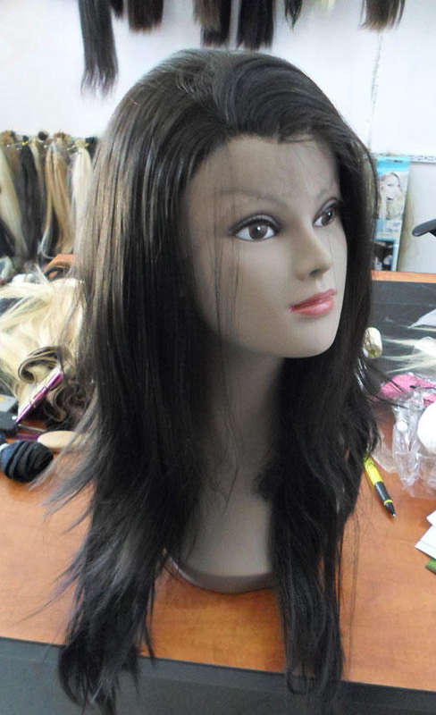 Yolanda lace front wig  heat resistant long straight wig black brown colour