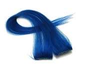 clip in hair extensions single colour streak navy blue
