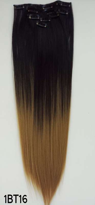 Ombre clip in hair extensions 7pc set straight