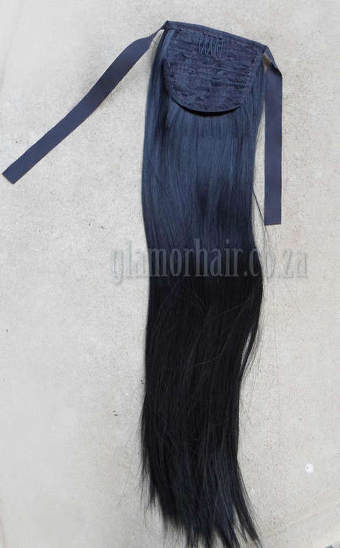 natural black tie on straight Ponytail hair piece -AAA grade fibre