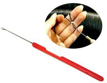 Hooking crochet needle tool for micro ring or lace wig making