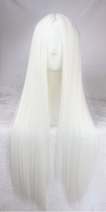 80cm mid parting pure white cosplay wig