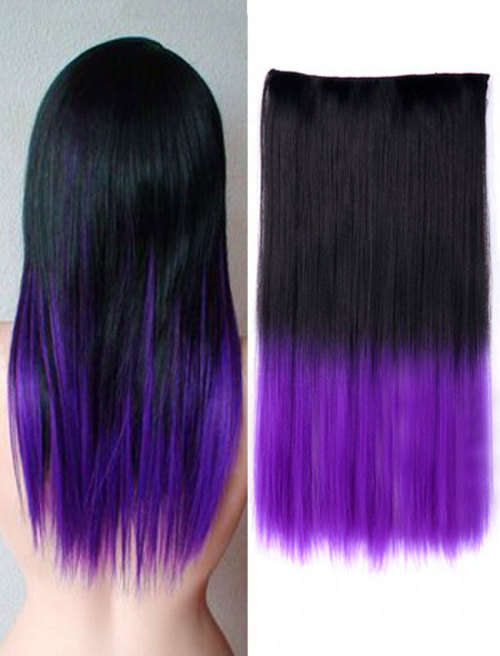 clip on hair extensions black to purple ombre straight
