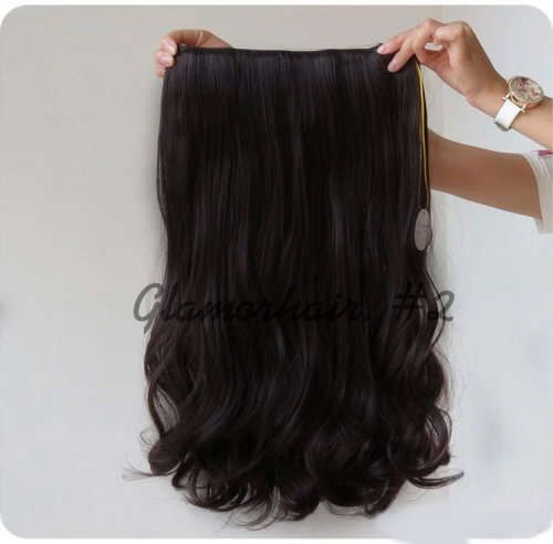 SALE -#2 dark brown color clip in hair extensions 60cm 1pc full head