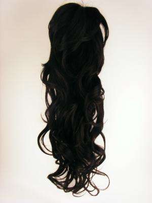 Stunning wavy  60cm long clip in hair extension pony tail - black