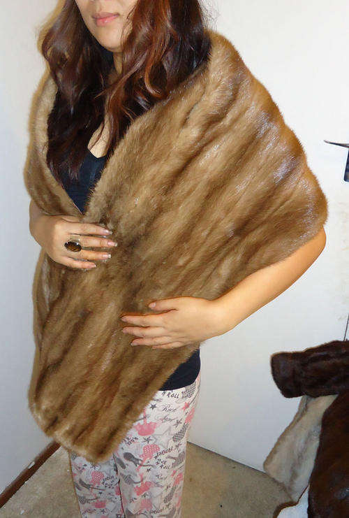 R10,000! 100% genuine large Mink fur stole- rich cream coffee colour - as new condition