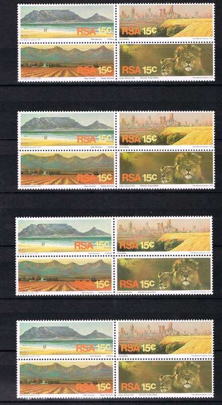 South Africa - 1975 Tourism 4 Setenant Blocks Unmounted