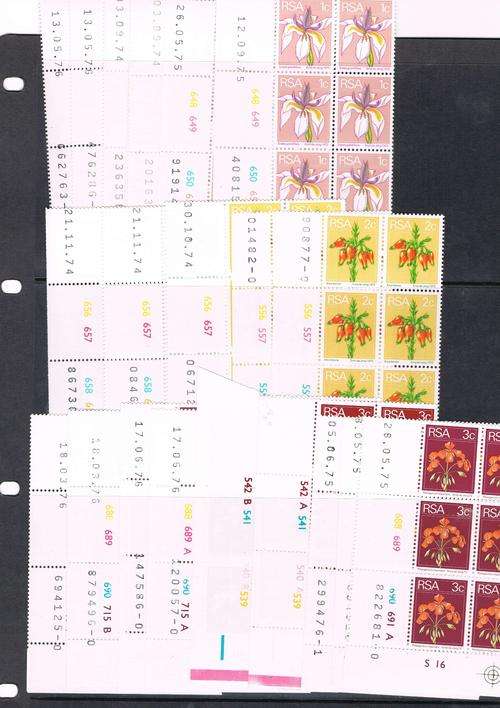South Africa - Control Blocks of 4 and Strips as per 3 Scans