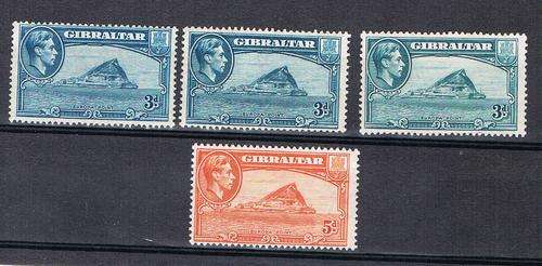 Gibraltar KG VI - SG 125, 125b, 125ba, 125c - Mint - As per Scan