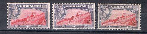 Gibraltar KG VI - SG126,126b,126c - Mint - As per Scan