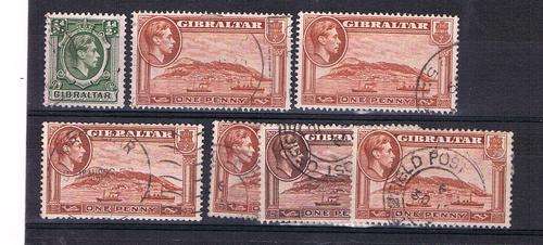 Gibraltar - KGVI - SG 121, 122,a,ab,b,c & d . Very Fine Used