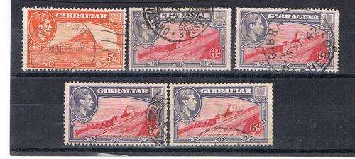 Gibraltar - KGVI - SG 125c, 126, 126a, 126b, 126c. All Very Fine Used