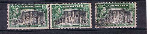 Gibraltar - KGVI - SG 127, 127a, 127b. All Very Fine Used