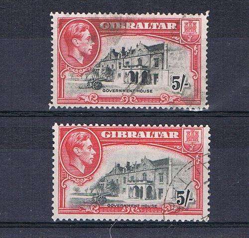 Gibraltar - KGVI - SG 129, 129b.  Used and Very Fine Used as per scan