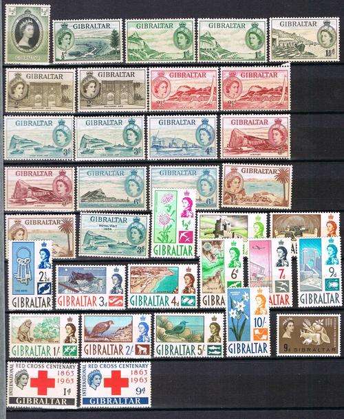 Gibraltar - QEII - 1953/63 Mint/UM Selection from SG 144 as per scan Cat. Value R2,200