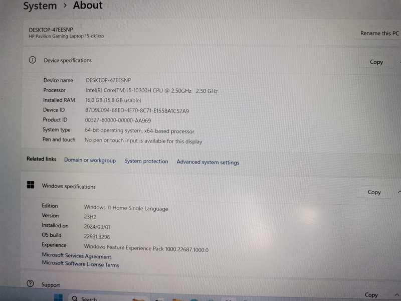 HP Pavilion gaming Laptop i5 16GB Memory + 256GB NVME + 1TB Mechanical Hard Drive