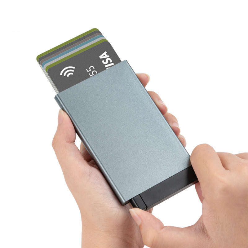 Pop-Up Wallet Card Holder RFID Block - Grey