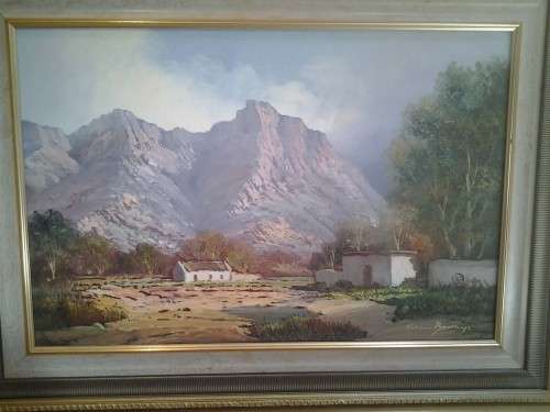 Johan Bonthuys - Scene of Mountain and Homestead 1400mmx600mm
