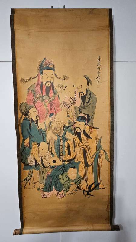 Vintage Chinese Scroll Art - Chinese Wise Men - RARE COLLECTIBLE