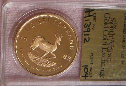 1982 PROOF KRUGERRAND 1/2 oz  GOLD ** SEALED **