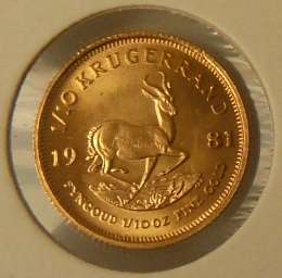##  KRUGERRAND 1/10 oz ## IN COIN HOLDER ## HAVE A GOLDEN 2012 !!