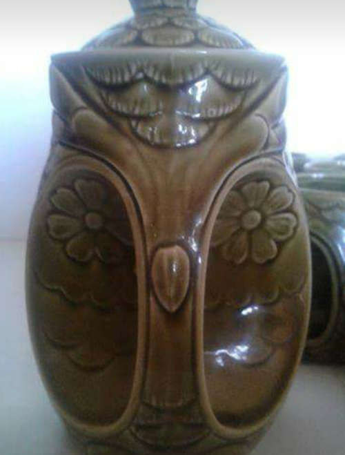 Highly collectable Avocado green retro owl coffee set