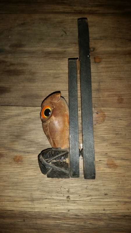 Vintage wood and glass owl door knocker