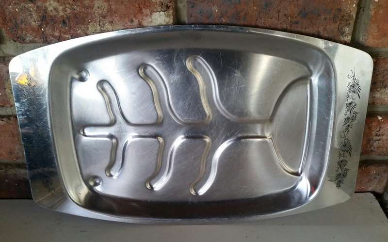 Vintage stainless steel serving tray