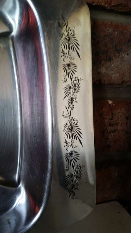 Vintage stainless steel serving tray