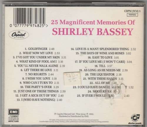 25 Magnificent Memories of Shirley Bassey