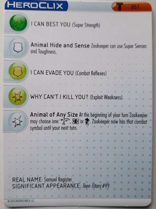 Heroclix Teen Titans #6 Zookeeper