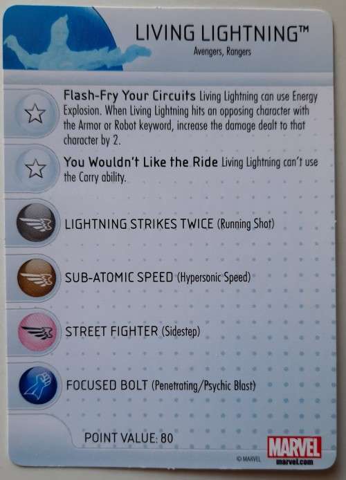 Heroclix Marvel Avengers assemble #15 Living Lightning