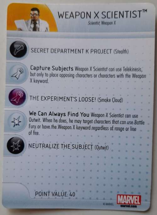 Heroclix #7a Weapon X scientist