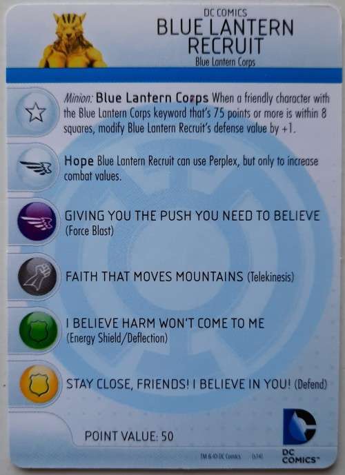 Heroclix War of light #7 Blue Lantern recruit