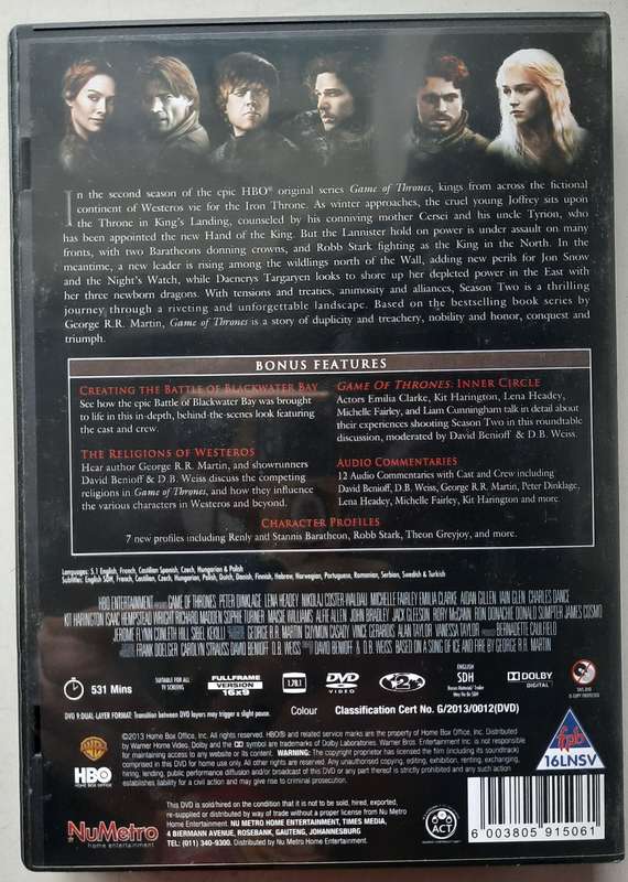 Game of Thrones The complete second season