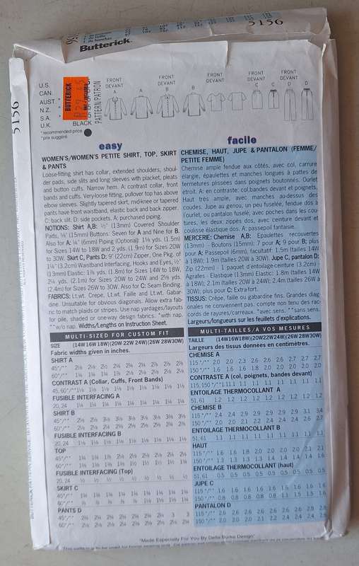 Butterick pattern #5156 Delta Burk