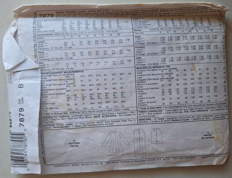 McCall`s #7879 size B (8,10,12)