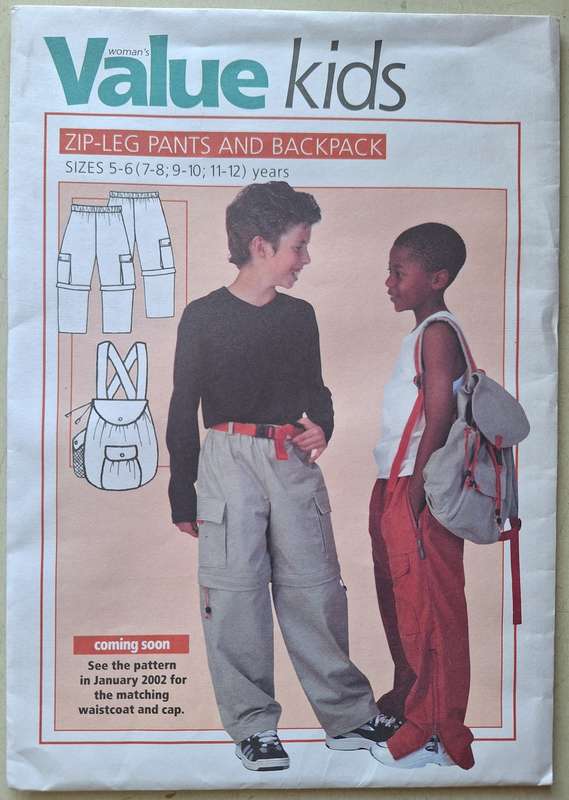 Woman`s Value kids Zip-leg pants and Backpack  size 5-6 (7-8,9-10,11-12) years