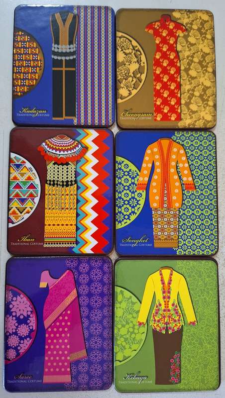 Traditional costume coasters Malaysia (6 costers)