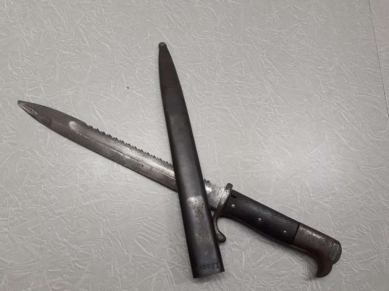 Matching numbers 1909 German Southwest Africa Schutztruppe KS98 Sawback Bayonet & Scabbard by Erfurt