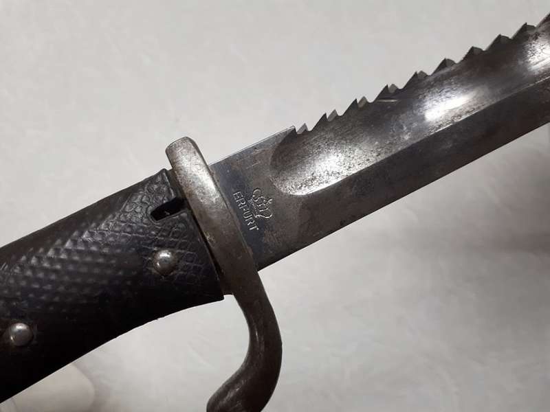 Matching numbers 1909 German Southwest Africa Schutztruppe KS98 Sawback Bayonet & Scabbard by Erfurt