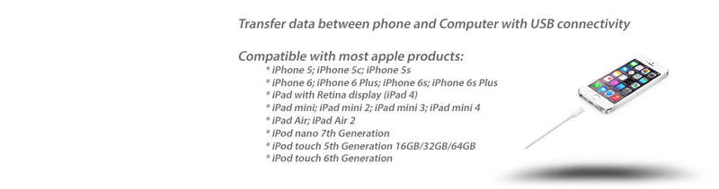 iPhone 5 / 6 / iPad / Air / Mini / iPod Lightning to USB Cable Length Data Transfer